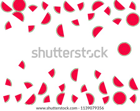 Red watermelon slice vector frame illustration. Organic food element for summer diet. Bright red and green water melon fruit. Vector dessert nutrition watermelon berry.