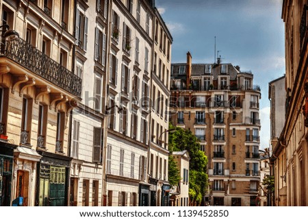 Elegant buildings in Montmartre neighborhood. Paris, France