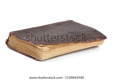 Old vintage book isolated on white background. Front view.
