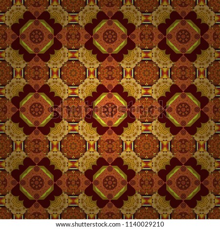 Moroccan, Turkish, Indian modern floor tiles in red, orange and brown colors. Seamless vector background pattern.