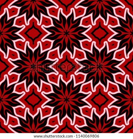 Floral seamless pattern on red background. Background for wallpapers, textile and fabrics