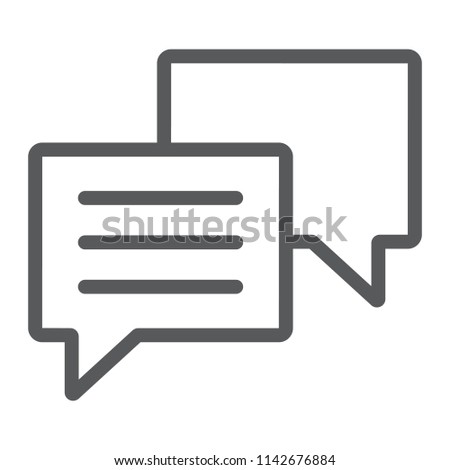 Chat line icon, dialog and talk, speech bubble messgae sign, vector graphics, a linear pattern on a white background, eps 10.