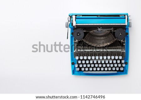Old typewriter machine, top view.