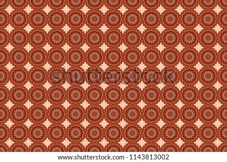 Ethnic and tribal motifs. Simple ornament. Raster illustration. Vintage print in pink, red and brown colors, grunge texture. Seamless striped and Mandalas pattern.
