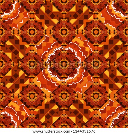 Rectangular design for your business. Creative geometric seamless pattern. Orange, brown and red polygonal illustration consisting of rectangles.