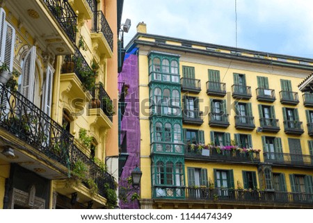 traditional buildings of bilbao old town, Spain