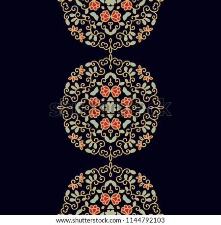 Seamless laced floral vector ornament