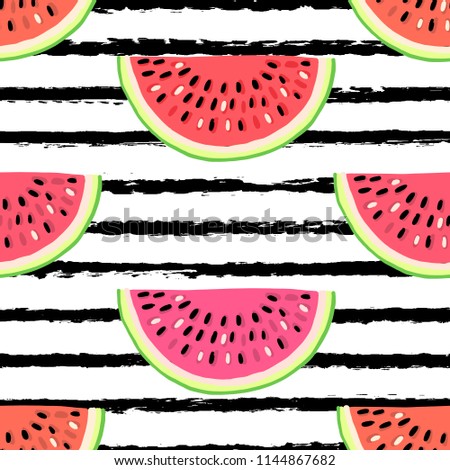 Vector seamless pattern with fruits. Colorful hand drawn background.