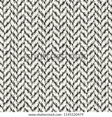 Monochrome Brushed Herringbone Motif. Seamless Pattern.
