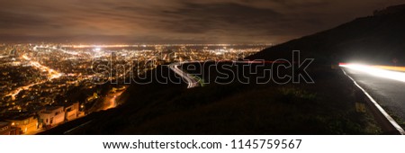 Elevated view of the San Francisco city from the Twin Towers at night, North Beach, San Francisco, California, USA