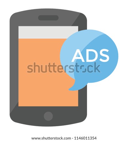 A chat bubble having ads message on mobile screen is icon concept of mobile advertising 