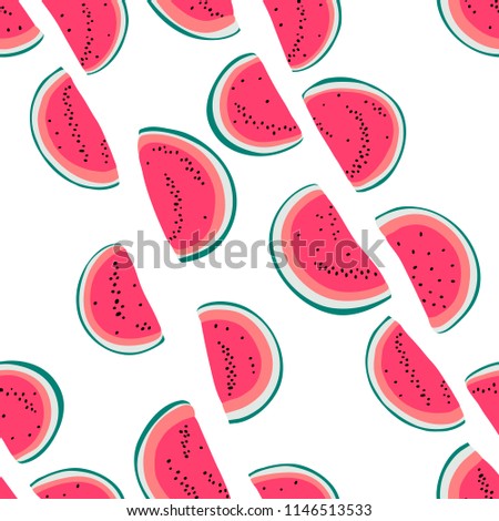 Seamless vector pattern with watermelon slices