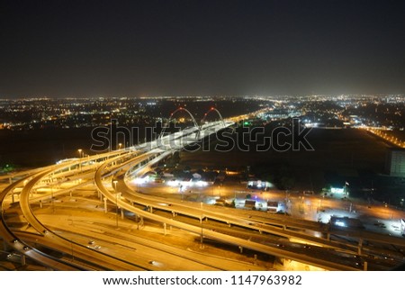 Aerial view of Dallas, Texas at night time