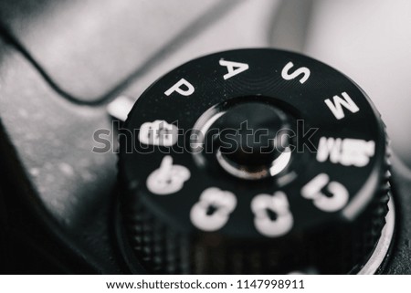 Digital Camera Control Dial Showing Aperture, Shutter Speed, Manual and Program Generic Modes