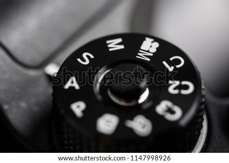 Digital Camera Control Dial Showing Aperture, Shutter Speed, Manual and Program Generic Modes