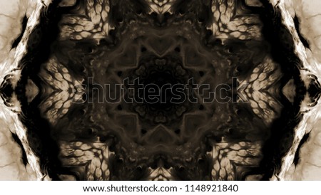 Abstract Paint Brush Ink Explode Spread Smooth Concept Symmetric Pattern Ornamental Decorative Kaleidoscope Movement Geometric Circle and Star Shapes
