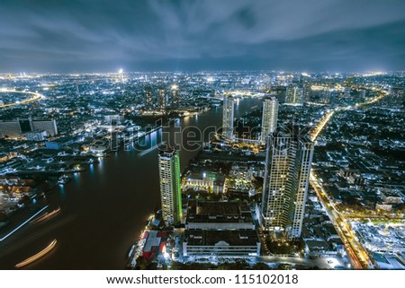 Bangkok city town and the river, Thailand.