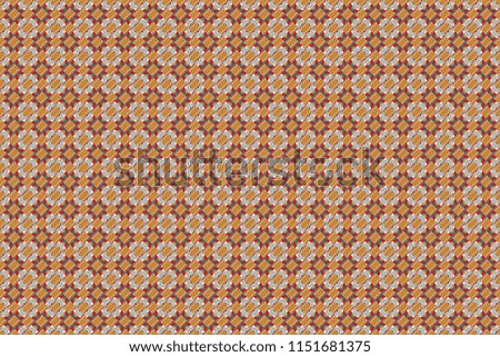 Element for graphical design. Abstract seamless modern pattern with regularly repeating geometrical grid with rhombuses, strips, rectangles in orange, beige and brown colors.
