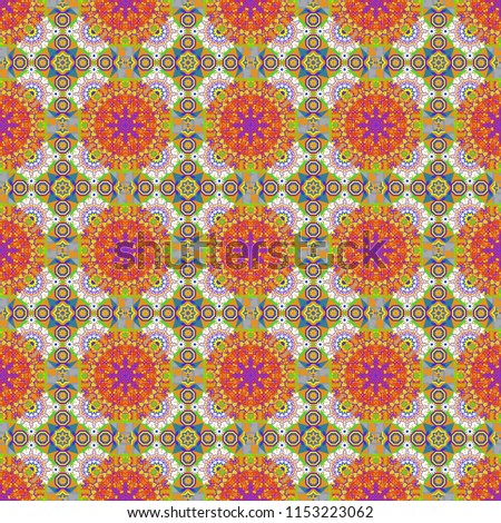 Creative, luxury style. Random geometric shapes seamless pattern in yellow, violet and orange colors. Print card, cloth, shirts, dress, wrapper, cover. Geometrical simple art.