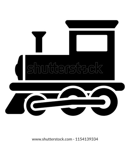 
Vintage train engine with chimney on the front and tires, train icon
