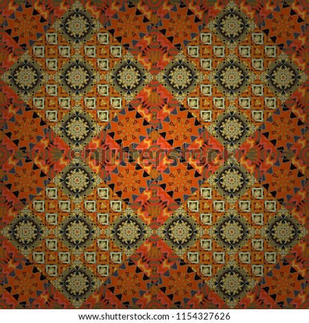 Vector abstract seamless pattern, stylized pattern background, tiles pattern in orange, brown and yellow colors.