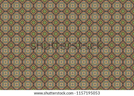 Each square of the pattern is also seamless backgrounds. Raster seamless pattern in style of patchwork in orange, green and blue colors.