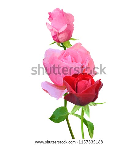 Beautiful fragrant flower. Wonderful Rose. Elements for label design. Vector illustration. Ingredients in triangulation technique. Rose low poly.