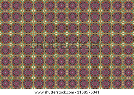 Abstract colorful mosaic style. Hand drawn seamless pattern. Vintage decorative elements. Indian, Arabic, Turkish motifs. Raster patchwork quilt pattern in blue, purple and brown colors.