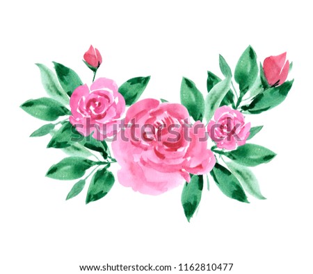 watercolor flower arrangements, wreath decorating design. greeting cards banner print invitation.