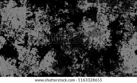 Distressed Grunge Dotted Texture. Cartoon Retro Vector Pattern. Dirty Weathered Style Texture. Black and White Broken, Spotted Print Design Background.