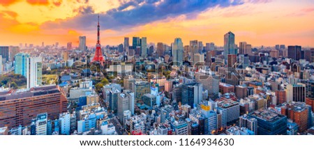 Cityscapec of Tokyo city at  Japan