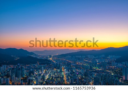 Busan city skyline.Aerial view of Busan city, South Korea.