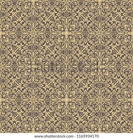 Classic seamless brwn and golden pattern. Traditional orient ornament. Classic vintage background