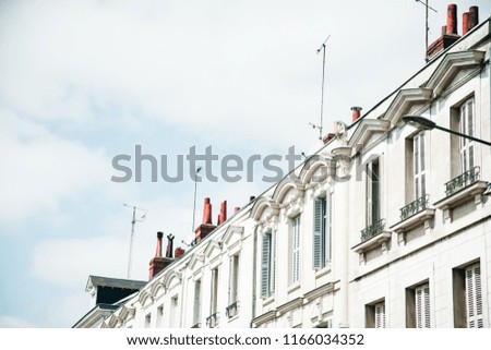 French traditional building on a street. French architecture concept