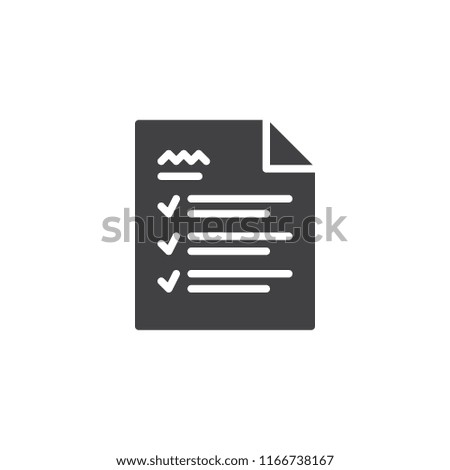 Business planning document vector icon. filled flat sign for mobile concept and web design. To do list simple solid icon. Checklist symbol, logo illustration. Vector graphics