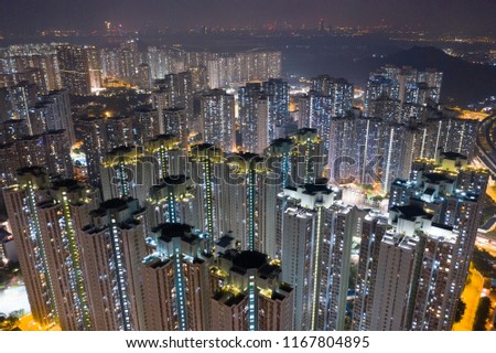 Top view of Hong Kong at night