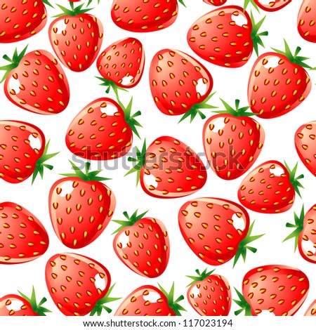 Ripe red strawberry seamless background. Raster version. Vector is also available in my gallery