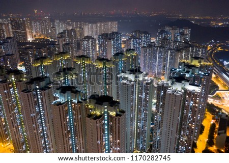 Hong Kong real estate building at night