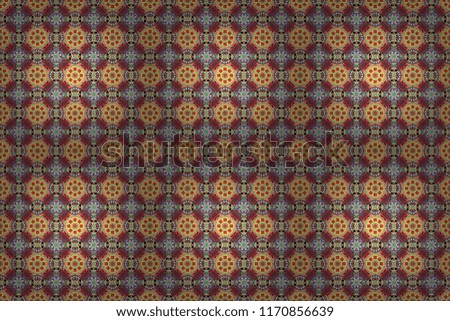 Vintage decorative elements. Abstract colorful mosaic style. Raster patchwork quilt pattern in yellow, red and orange colors. Hand drawn seamless pattern. Indian, Arabic, Turkish motifs.