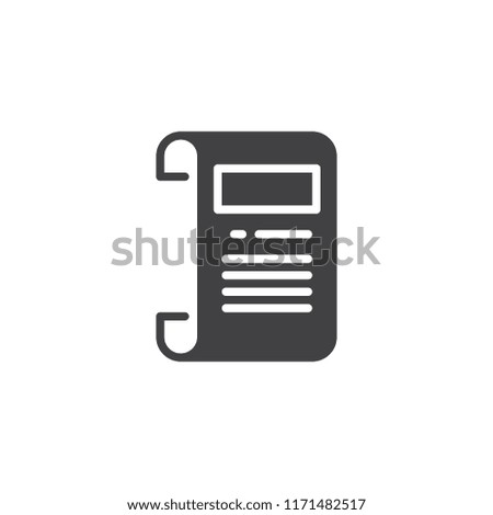 Rights scroll paper document vector icon. filled flat sign for mobile concept and web design. simple solid icon. Symbol, logo illustration. Pixel perfect vector graphics