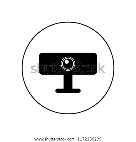 Webcam icon in a circle, logo on a white background