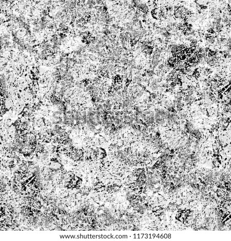 The texture is black and white in grunge style. Abstract monochrome background. Seamless pattern of cracks, chips, scratches, stains, scuffs. Vintage old surface