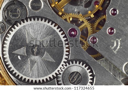 Clockwork details, pinions and wheels macro closeup wallpaper