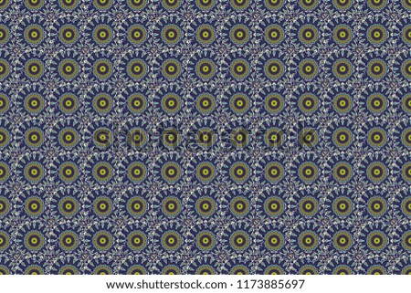 Raster illustration. Endless floral abstract seamless pattern. Background texture in gray, brown and blue colors.