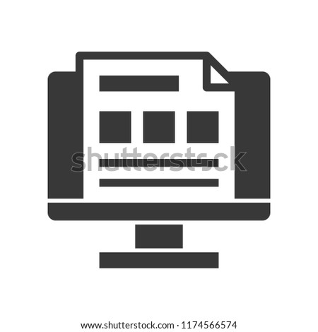 report or data on computer screen, online database icon