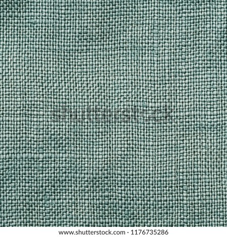 Linen natural green fabric, square pattern, close up