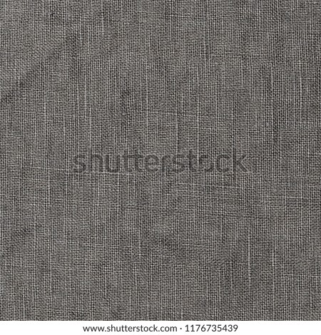 Linen natural grey fabric, square pattern, close up