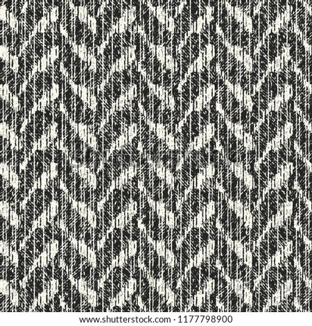 Monochrome Herringbone Motif Mottled Textured Distressed Background. Seamless Pattern.
