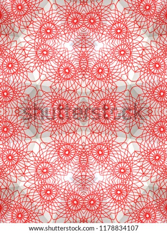 Kaleidoscope Pattern View of Red Floral Art  Sketch    
