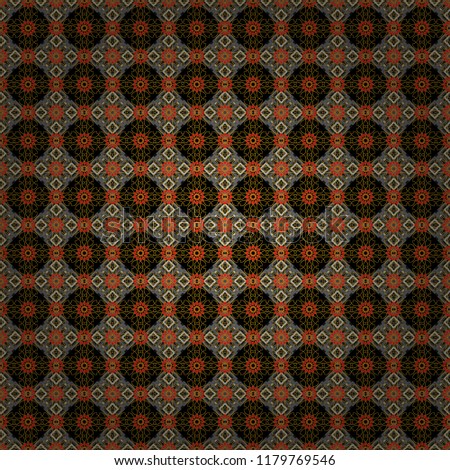 Sloping seamless colorful ornament for design and backgrounds. Kaleidoscopic orient popular style in orange, black and gray colors. Vector rich ornament.